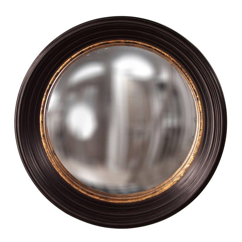 Howard Elliott 25" Rex Convex Accent Wall Mirror Brown: Modern Grooved Edge, Polyurethane Frame, Wall Mount