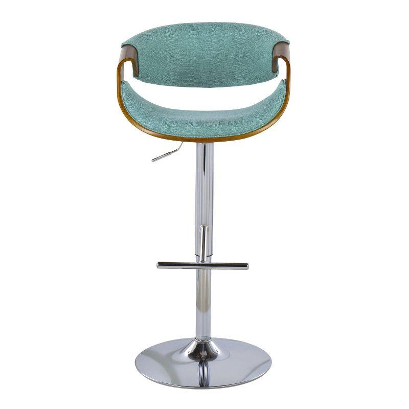 Teal Walnut Adjustable Swivel Bar Stools, Set of 2