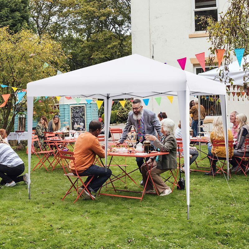 White 10x10 ft Adjustable Height Pop-Up Canopy Tent