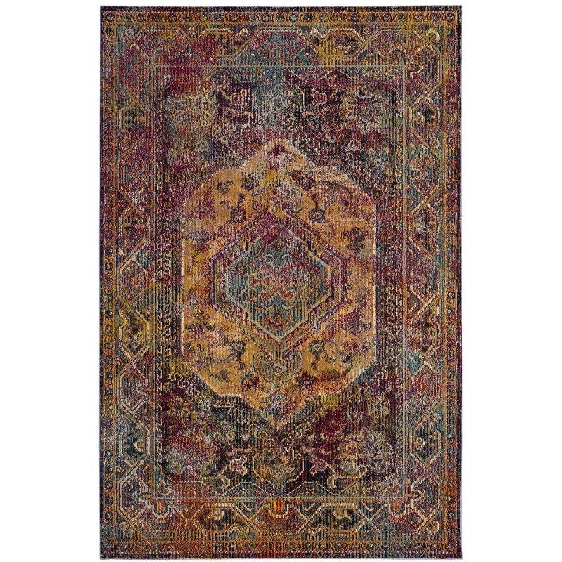 Crystal CRS514 Power Loomed Area Rug - Teal/Rose - 5'x8' - Safavieh.
