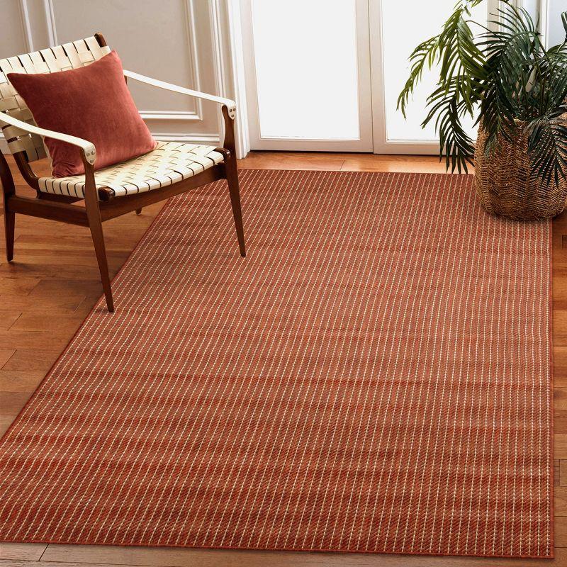 Chili Red Flat Woven Stripe Indoor/Outdoor Rug