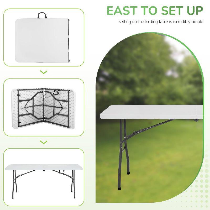 FDW Camping Table Plastic Picnic Table Office Table for Parties Wedding Camping Office with Carrying Handle