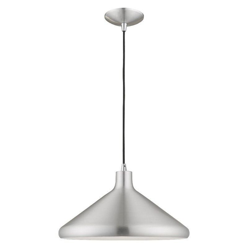 Livex Lighting Metal Shade 1 - Light Chandelier in  Brushed Aluminum