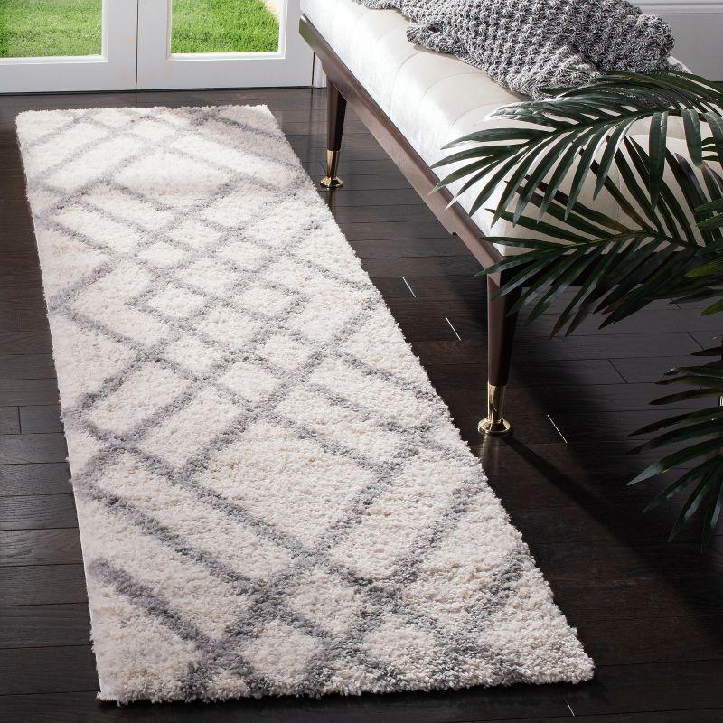 Plush Cream/Grey Synthetic Easy-Care Shag Area Rug