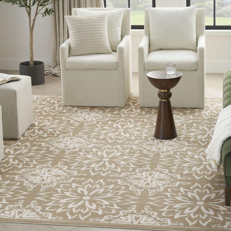 Nourison Jubilant Floral Transitional Indoor Rug Taupe 7'10"x9'10"
