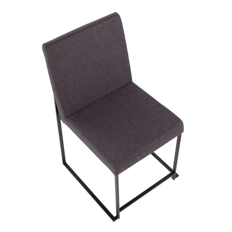 Set of 2 Highback Fuji Polyester/Steel Dining Chairs Black/Charcoal - LumiSource: Modern Kitchen & Room Seating, Foam Padded