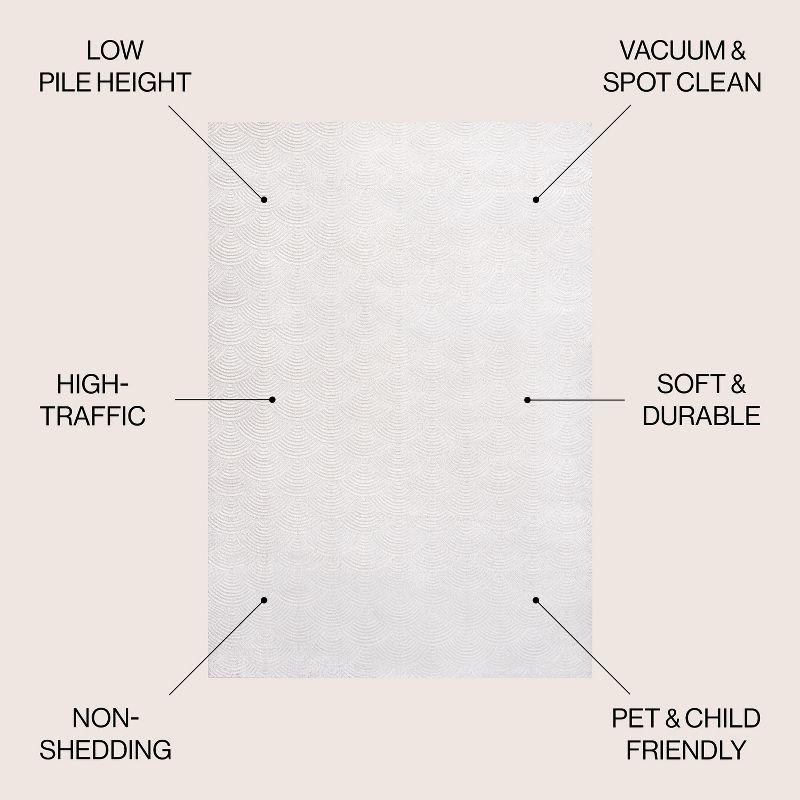 JONATHAN Y Porter Geometric Art Deco Fan Pattern High-Low White/Light Gray 4 ft. x 6 ft. Area Rug