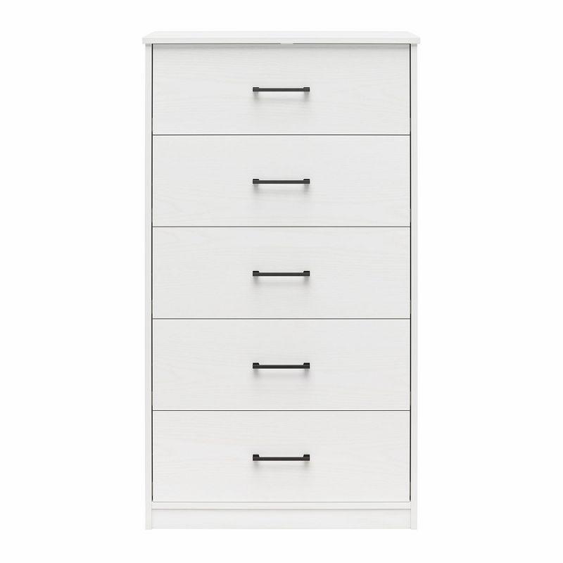 Ameriwood Home BrEZ Build Collection Pearce Tall 5 Drawer Dresser, White