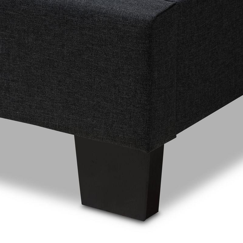 Twin Brookfield Modern and Contemporary Fabric Upholstered Bed Black - Baxton Studio: Charcoal Polyester, Grid-Tufting Design, Solid Wood Legs