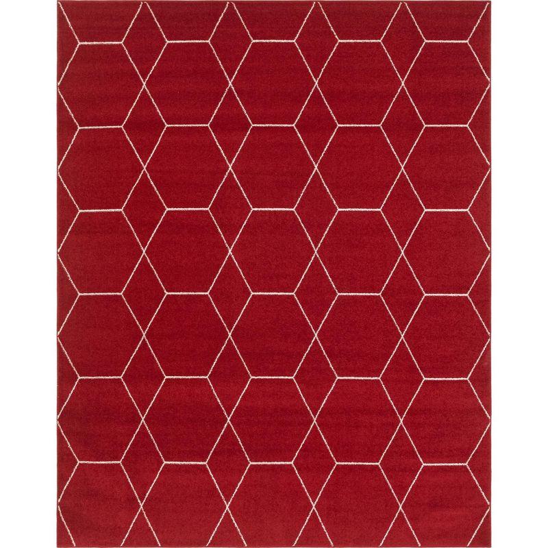 Unique Loom 8' 0 x 10' 0 Trellis Frieze Geometric Red Area Rug