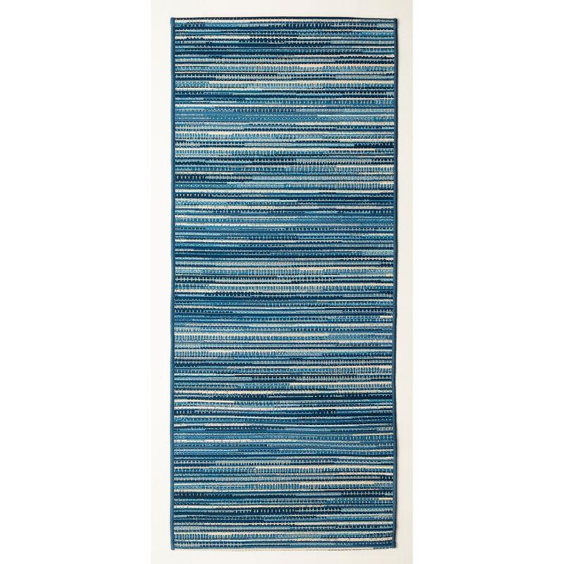 Liora Manne Marina Stripe Indoor/Outdoor Rug Black 1'11" x 7'6"