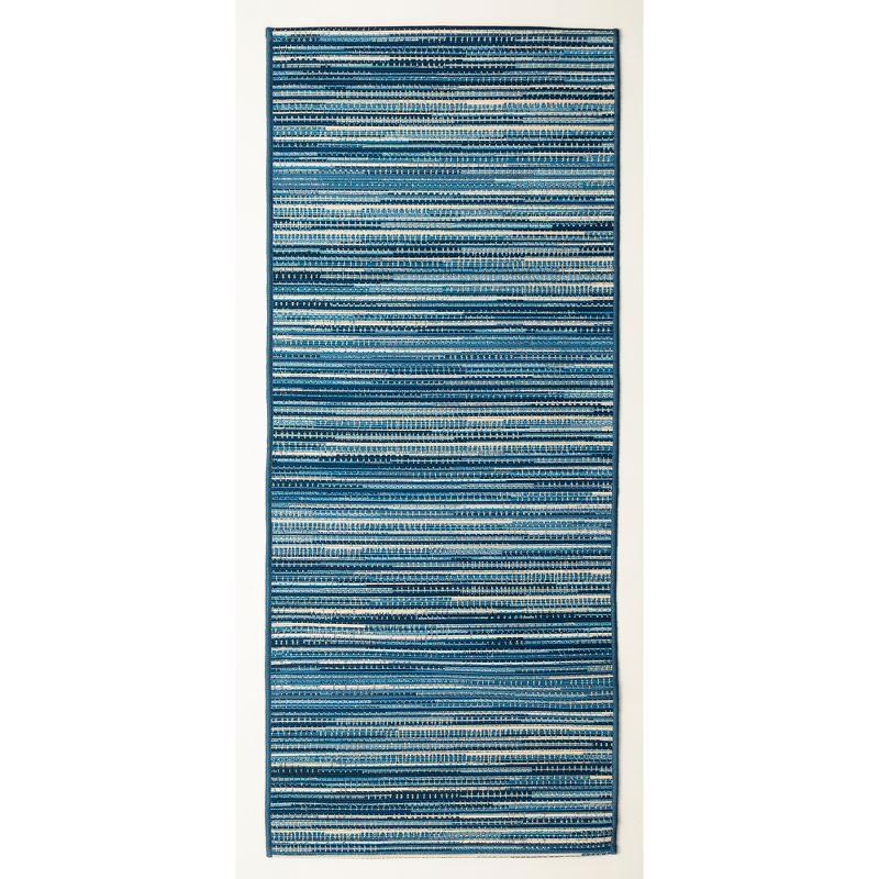 Tribal Stripe Washable Outdoor Rug in Bold Black