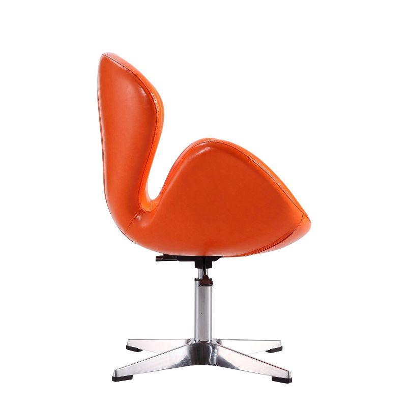 Manhattan Comfort Raspberry Faux Leather Adjustable Swivel Chair Tangerine: Chrome-Plated, Spot Clean, Metal Frame