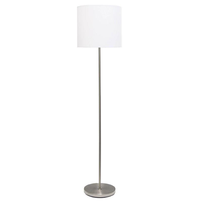 Drum Shade Floor Lamp White - Simple Designs: Brushed Nickel, Modern Style, ETL Listed