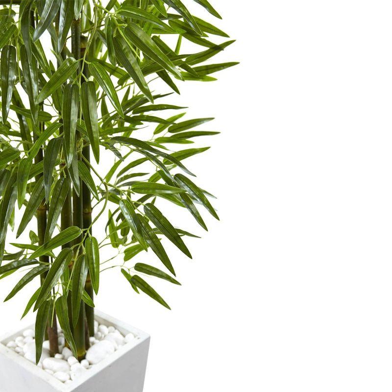 Nearly Natural Bamboo Tree with White Planter, UV Resistant (Indoor/Outdoor)