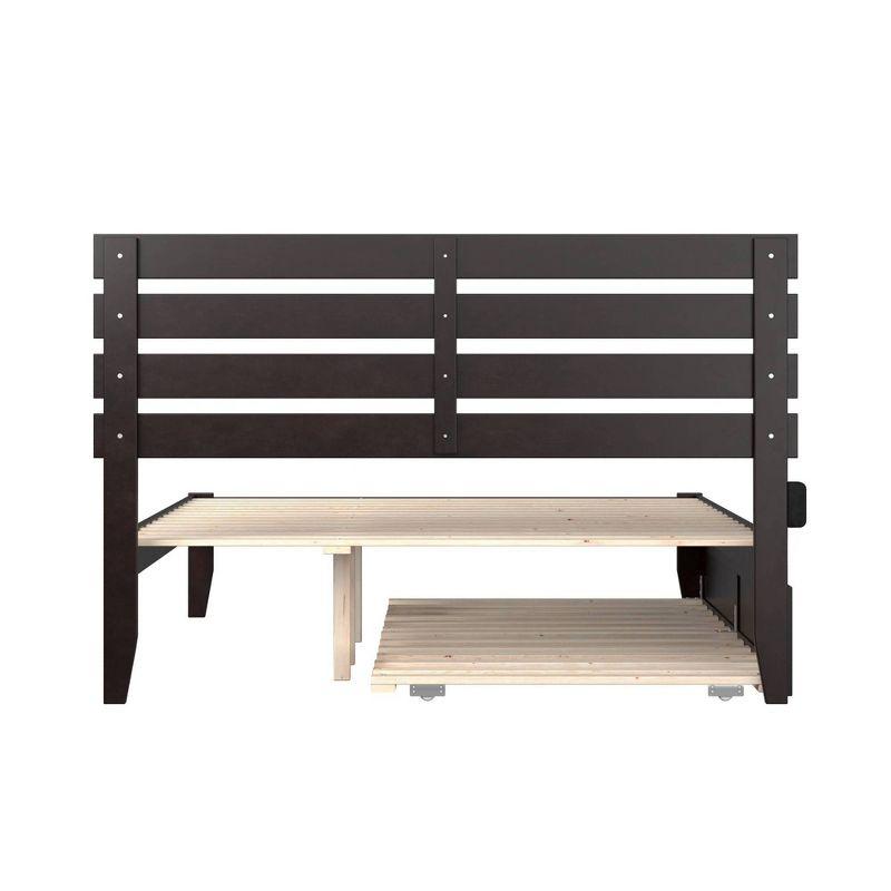 Queen Oxford Bed with Twin XL Trundle Espresso - AFI: Solid Hardwood, No Box Spring Required