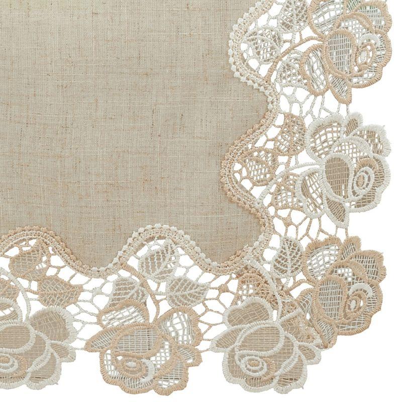 Natural Beige Floral Lace Rose Border Square Tablecloth