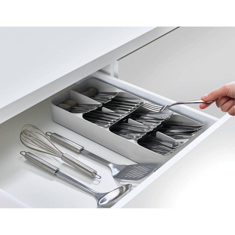 Joseph Joseph DrawerStore Large Compact Cutlery Organizer - Gray: Silverware Tray, In-Drawer Flatware Storage, Multiple Compartments
