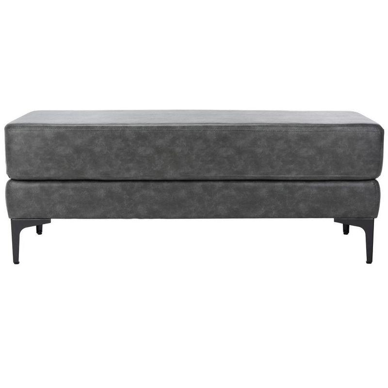 Elise Transitional 48" Black and Grey Faux Leather Bench