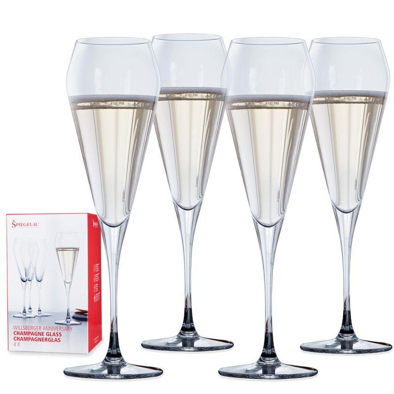 Spiegelau Willsberger Clear Crystal Champagne Flute Set of 4