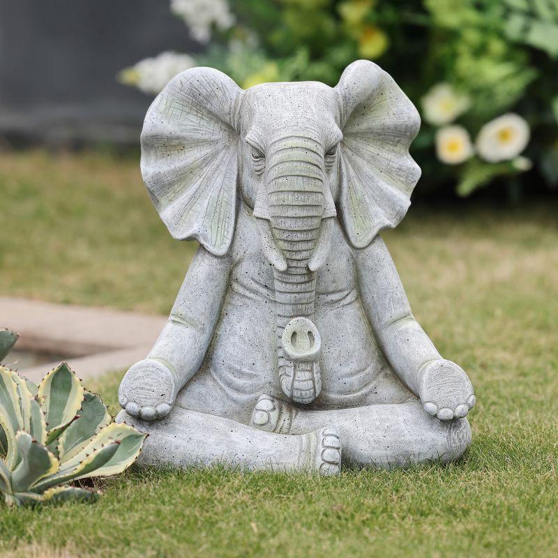 LuxenHome 16.93" LuxenHome Gray MgO Meditating Elephant Statue