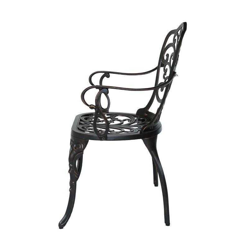 Viga 2pk Cast Aluminum Dining Chair - Shiny Copper - Christopher Knight Home: Weather-Resistant, Fixed Arms, 250lb Capacity