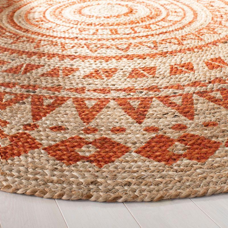 Natural Fiber NF802 Hand Woven Indoor Area Rug - Orange/Natural - 3' Round - Safavieh