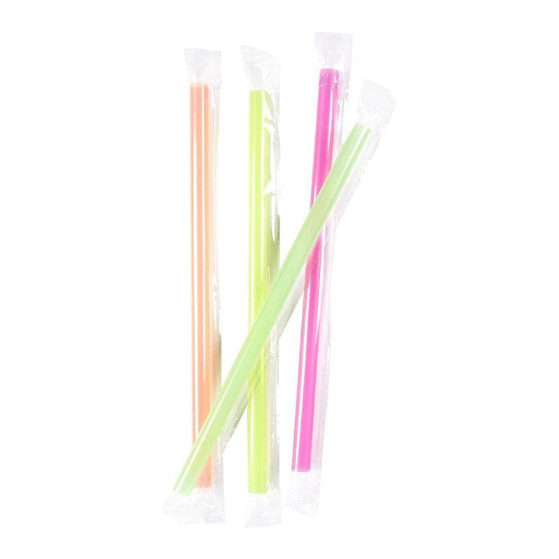 Juvale 100 Pack Jumbo Straws Individually Wrapped for Milkshakes, Smoothies, 4 Colors, 10 x 0.5 in