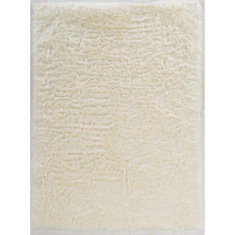 3'x5' Faux Sheepskin Accent Rug White - Linon: Modern High Pile Indoor Handmade Rectangle Rug