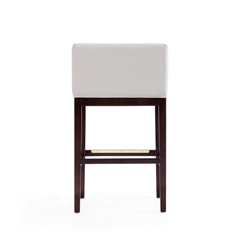 Kingsley Upholstered Beech Wood Barstool Ivory - Manhattan Comfort: Faux Leather, Low Back, Armrest, Footrest