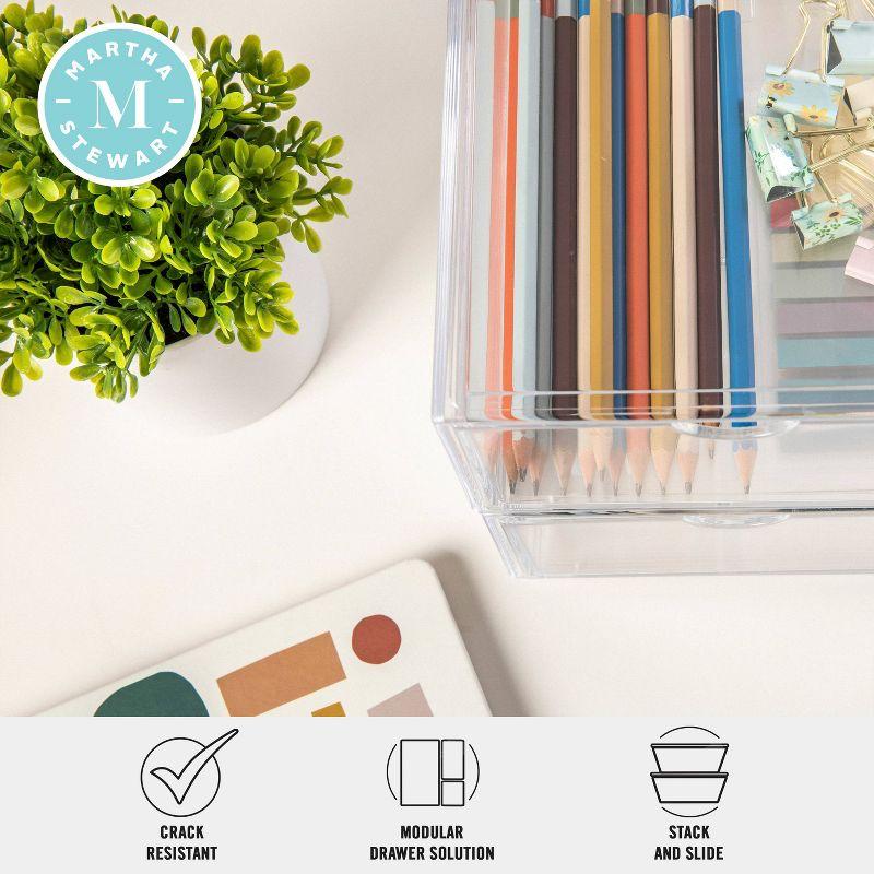 Thomas Martha Stewart Plastic Desktop Storage Box with Half Moon Opening Pullout Drawer