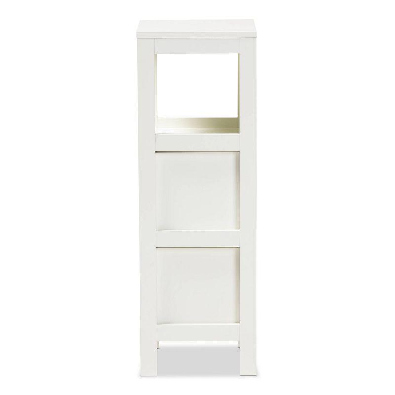 Reuben 2 Drawer Wood Storage Cabinet White - Baxton Studio: Mid-Century Modern Bathroom Floor Organizer with 10 Shelves