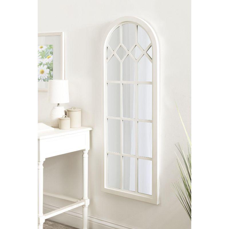 Kate and Laurel Gilcrest Arch Wood Windowpane Mirror, 18x47, White