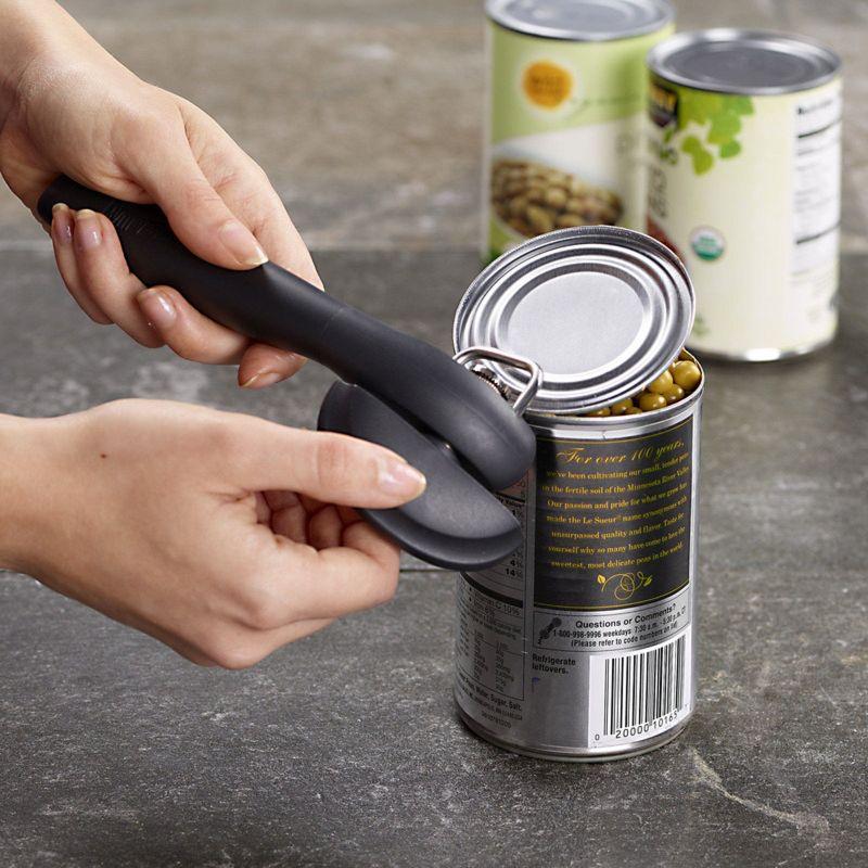 Swing-A-Way Smooth Edge Can Opener with Sharp Blade, Manual Hand Held, Made of Steel, Safe Cup - Easy Turn Knob