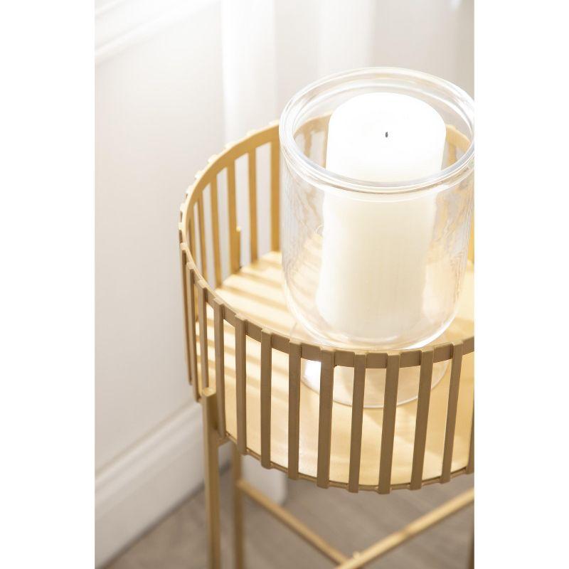 Gold Metal Slatted Two-Piece Plant Stand Set