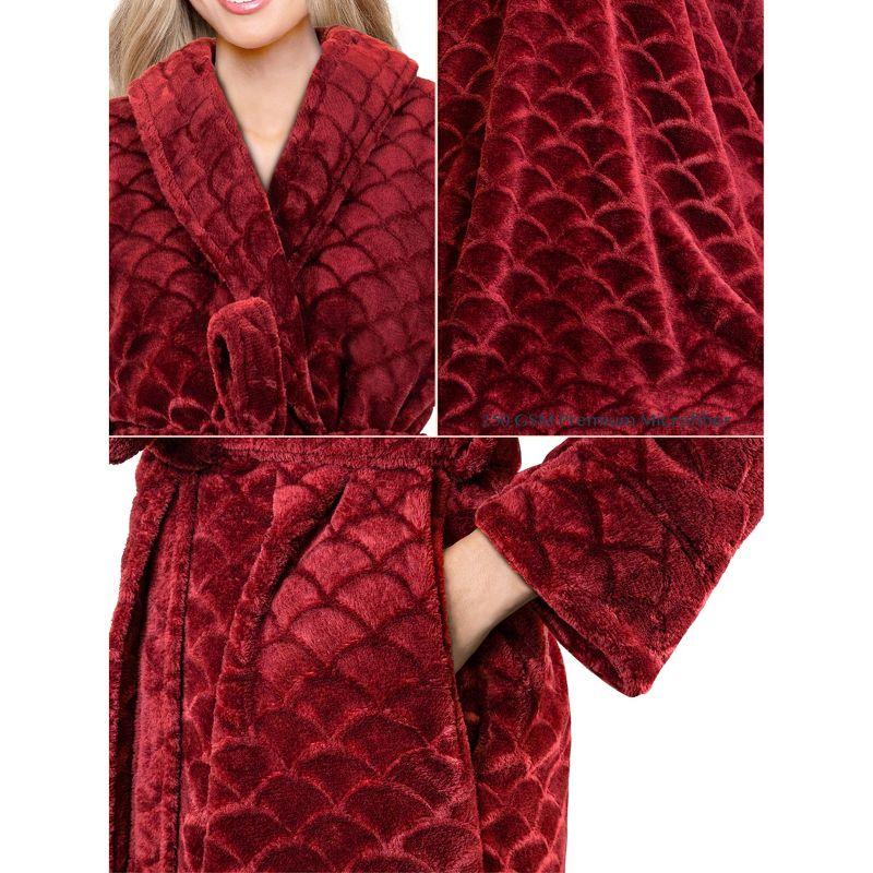 PAVILIA Short Robes for Women, Plush Soft Bathrobe Womens Lightweight, Fluffy Fuzzy Robe Knee Length, Shower Spa (Dark Red, Large-X-Large)