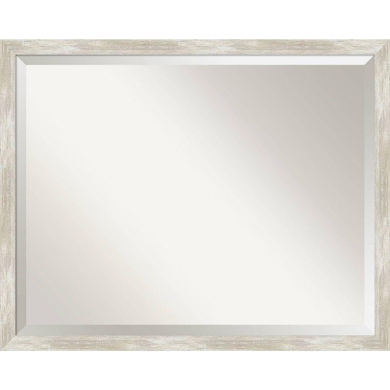 30" x 24" Crackled Narrow Framed Bathroom Vanity Wall Mirror Metallic - Amanti Art: Modern Rectangle, Beveled, Wall Mount