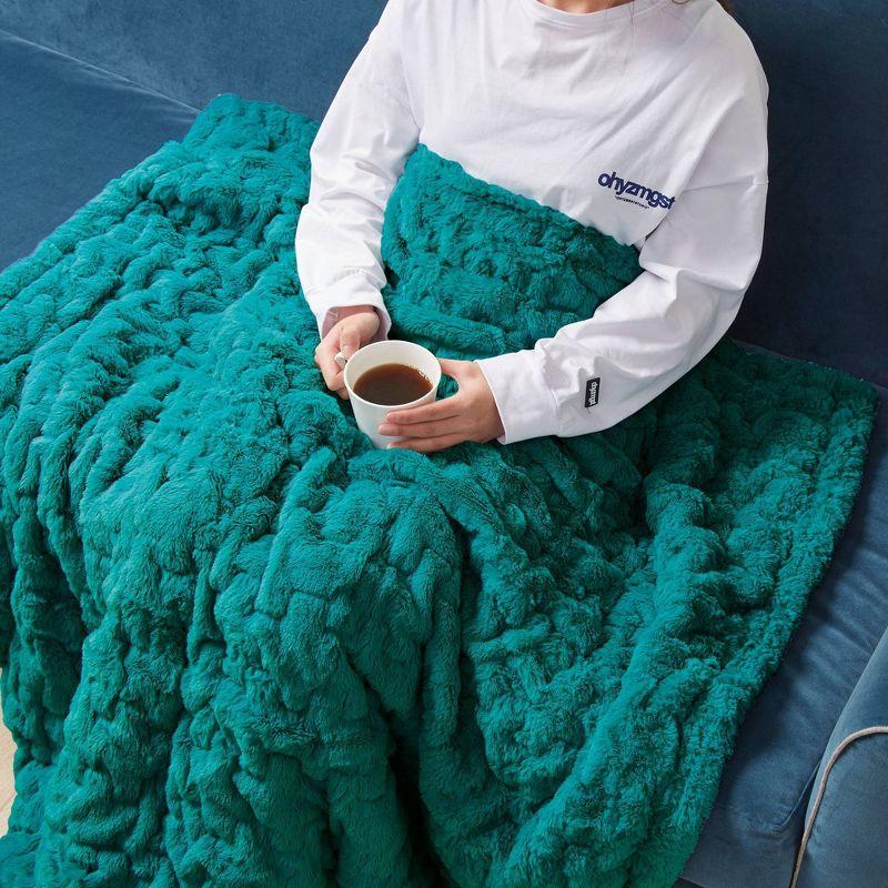 Ruched Fur Throw