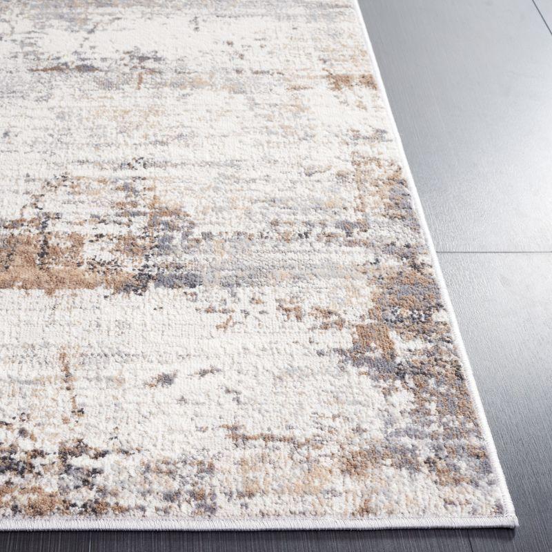 Ivory and Gray Abstract 8' x 10' Stain-Resistant Rug