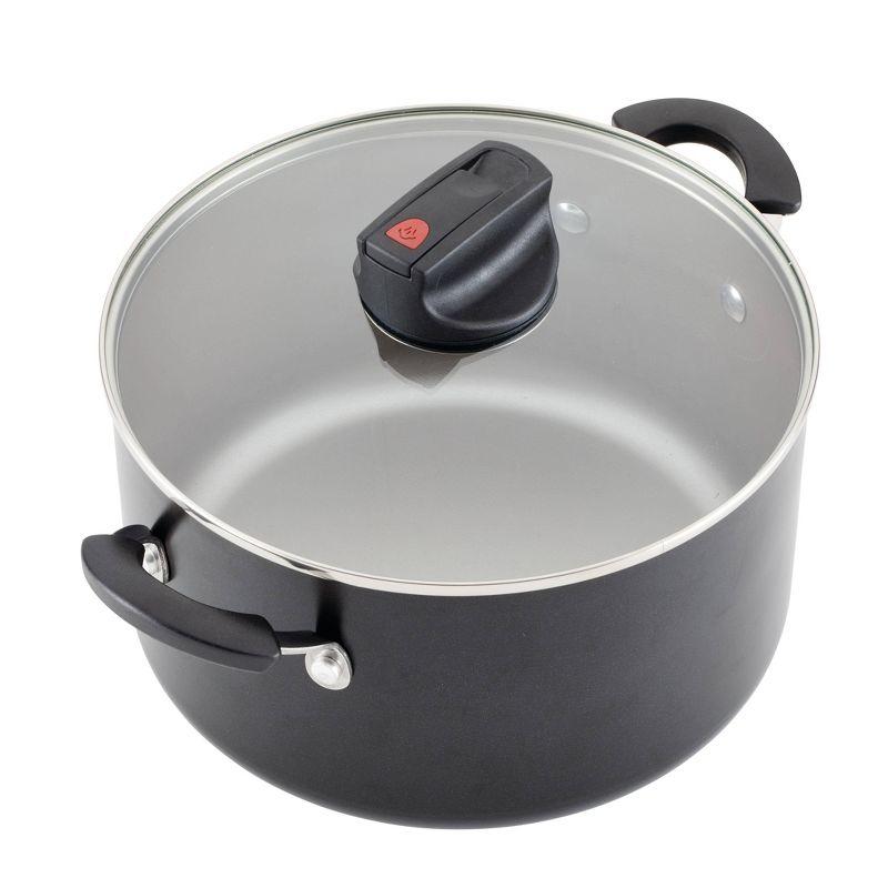 Farberware Smart Control 6qt Aluminum Covered Stock Pot Black: Nonstick Cooking Surface, Vented Glass Lid, Oven & Dishwasher Safe