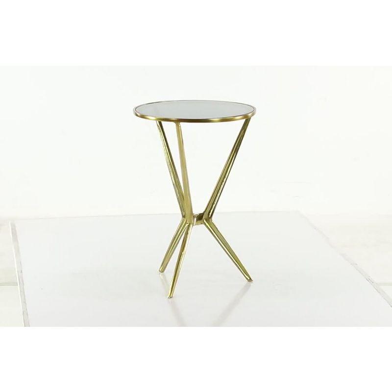 24.05" Modern Metal and Smoke Glass Accent Table Gold - Olivia & May: Round Bedside Stand, No Assembly Required