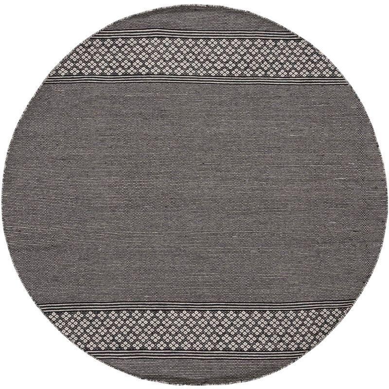 Montauk Round Black and Ivory Cotton Area Rug