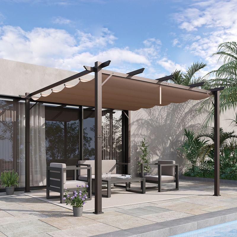 Outsunny Outsunny Pergola with Retractable Shade Canopy, Aluminum