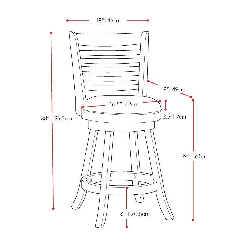 Set of 2 Woodgrove Counter Height Barstools with Slat Backrest Dark Cappuccino White - CorLiving: Faux Leather, Swivels, Rubberwood Legs