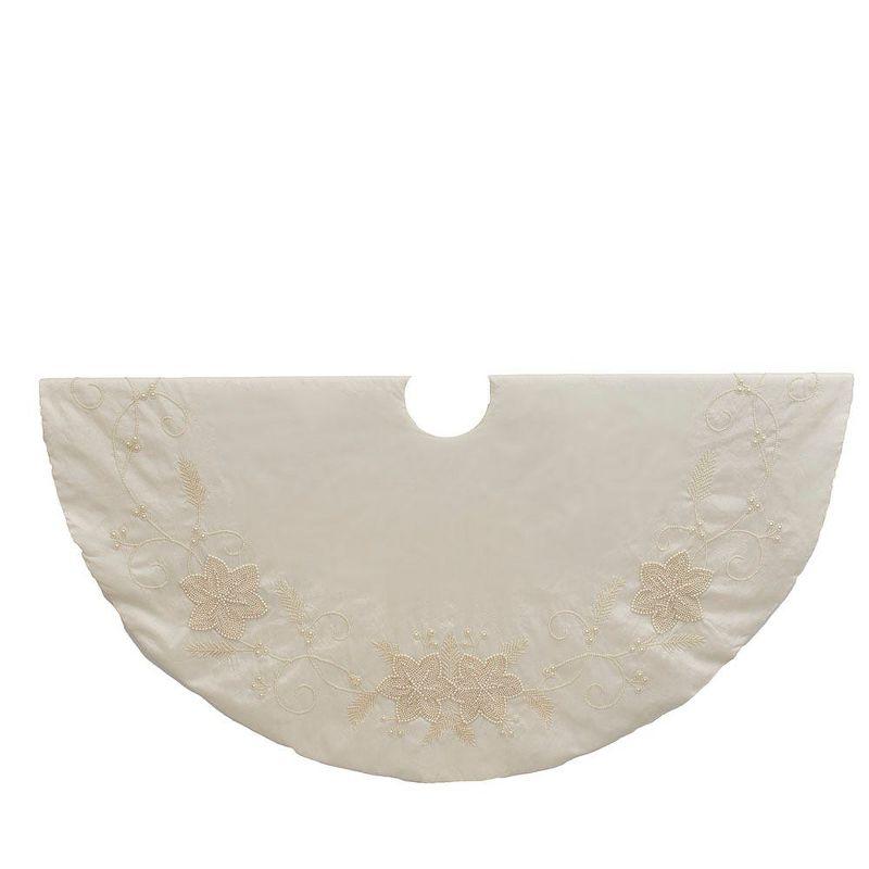 Kurt Adler 54-Inch Ivory with Pearl Beads Tree Skirt