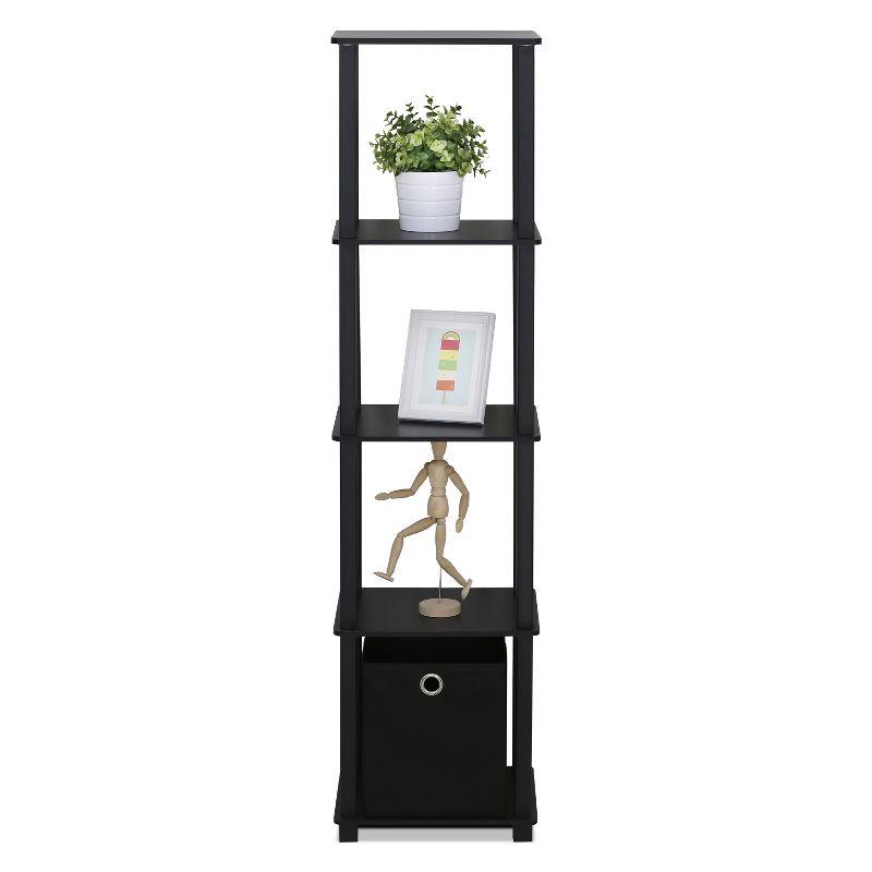 Furinno 5-Shelf Storage Bookcase Multi-Functional Bookshelf Display Rack with Drawer,Black