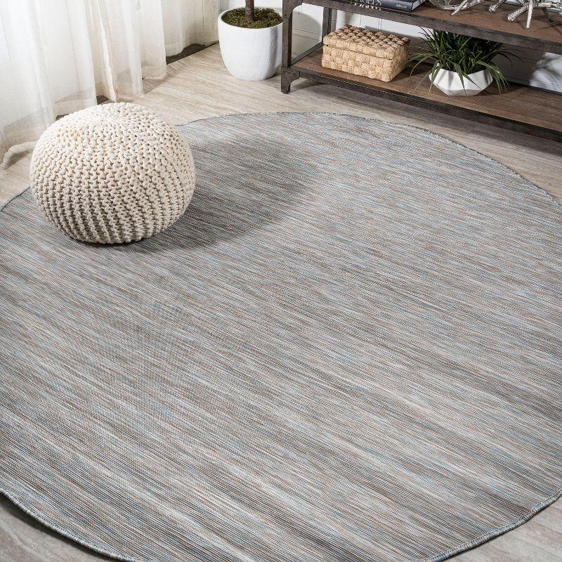 6' round Ethan Modern Flatweave Solid  Area Rug, Gray - JONATHAN Y