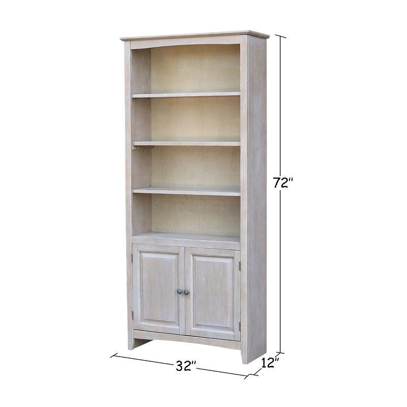 72" Shaker Bookcase with Two Lower Doors - International Concepts