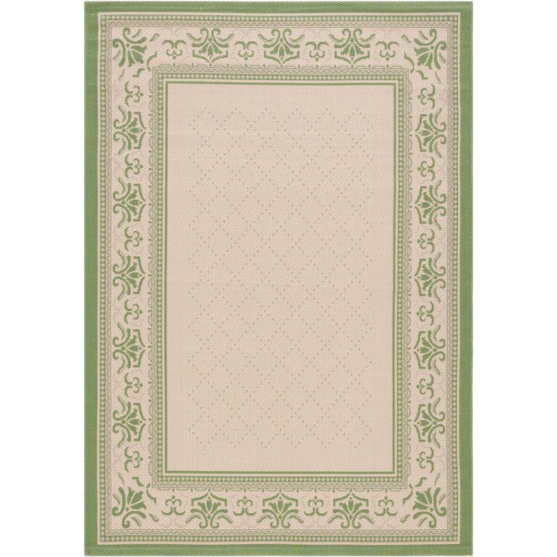 Courtyard CY0901 UV & Stain Resistant Non-Shedding Power Loomed Indoor/Outdoor Accent Rug - Natural/Olive - 4'x5'7" - Safavieh