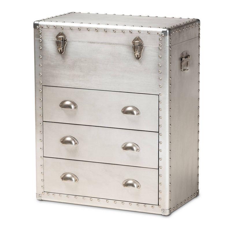 Serge Metal 3 Drawer Accent Storage Chest Silver - Baxton Studio